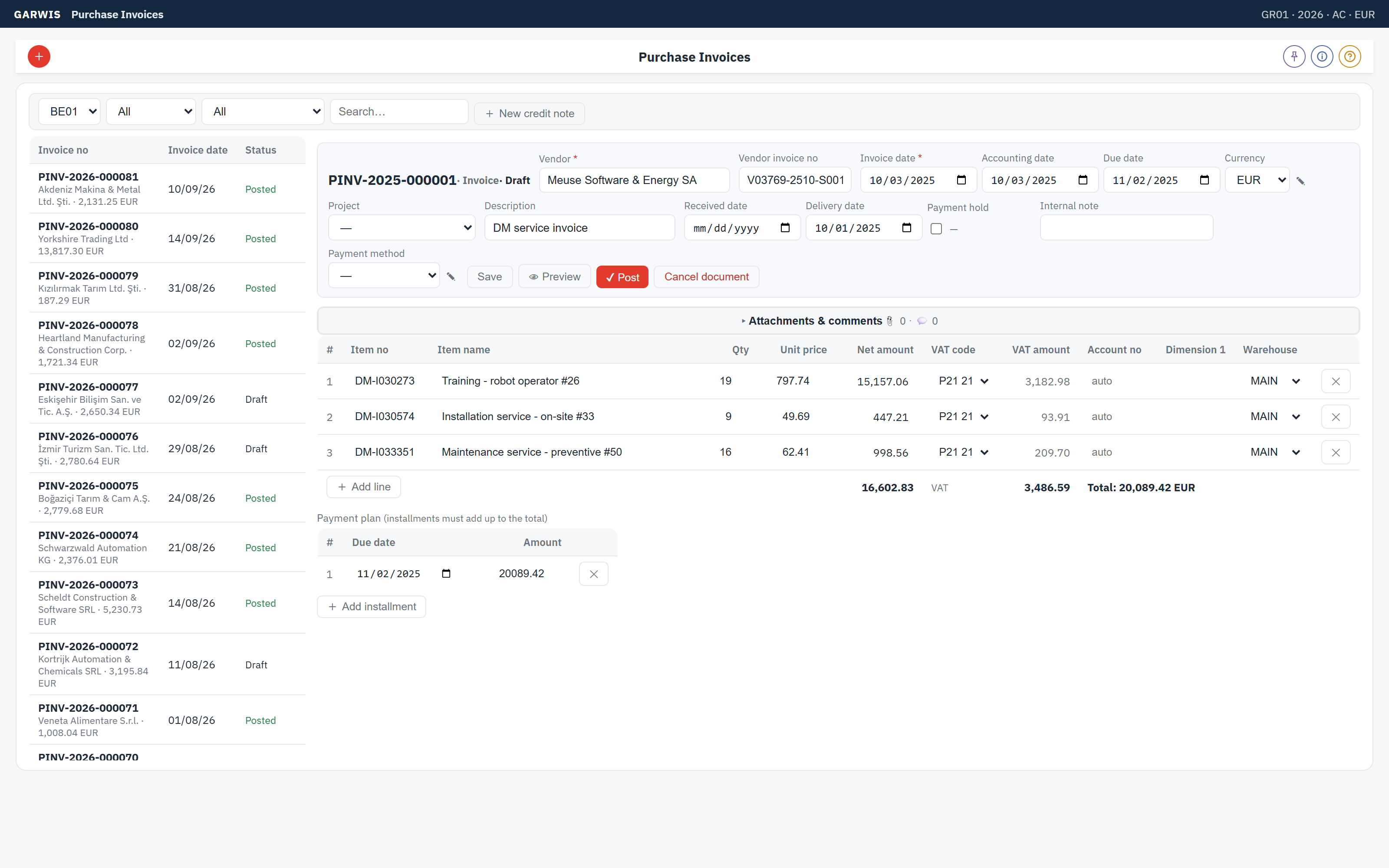 Purchase invoice