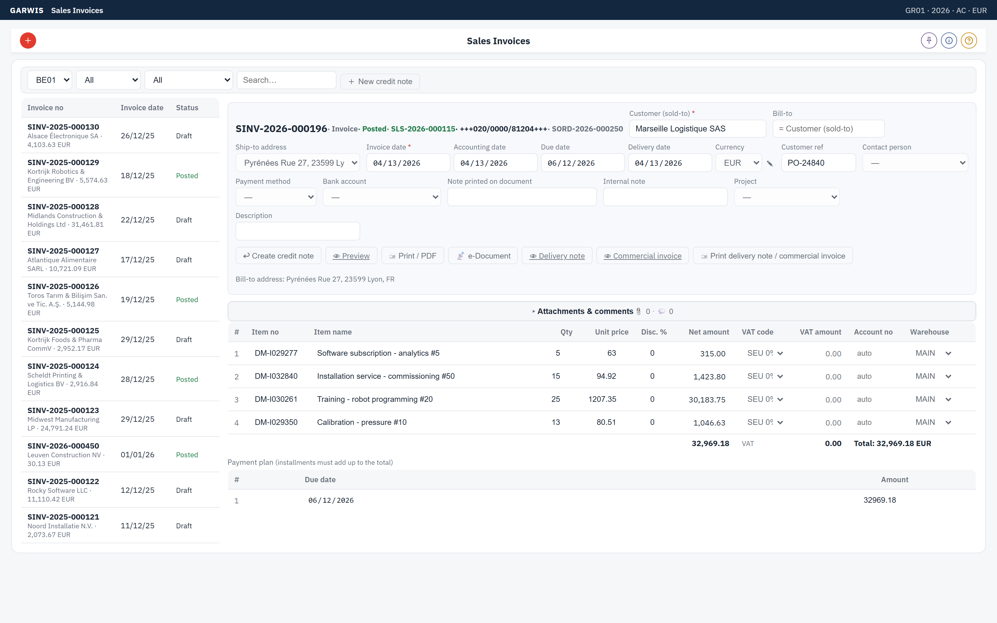 Sales invoice